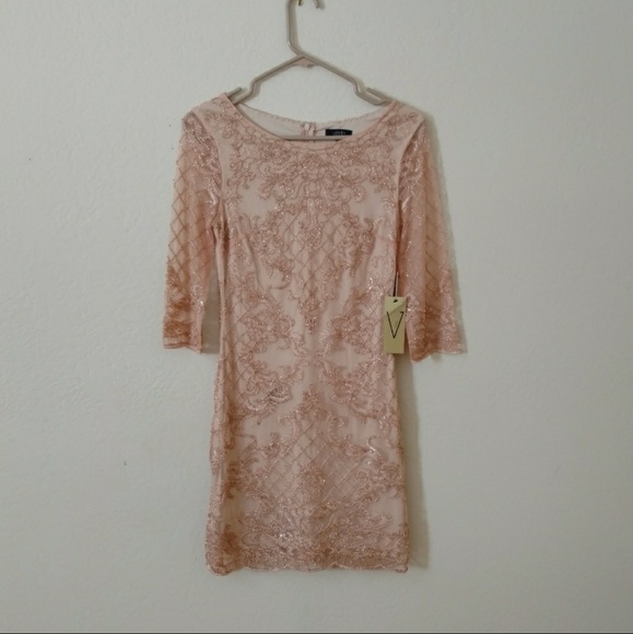 Red Dress Boutique Dresses & Skirts - Blush pink sequin 3/4 sleeve dress